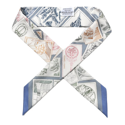 Hermes Silk Le Philateliste Du Faubourg Twilly Bleu Moyen White 1 of 4