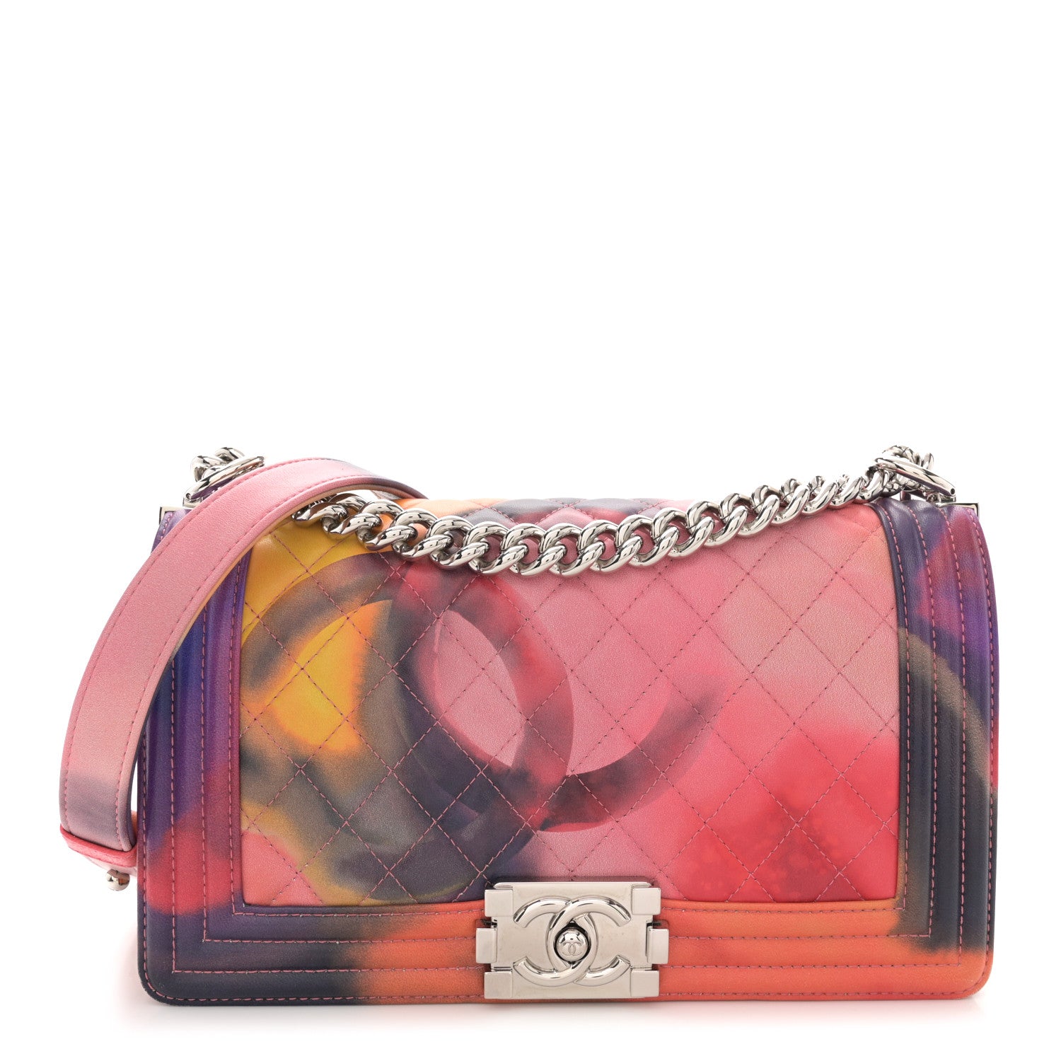 Chanel Printed Lambskin Quilted Medium Flower Power Boy Flap 1 of 13