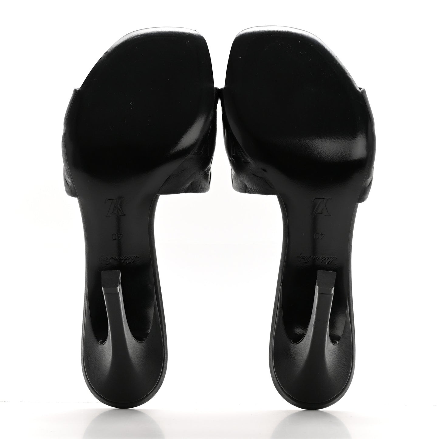 Lambskin Embossed Monogram Revival High Heel Mules 40 Black
