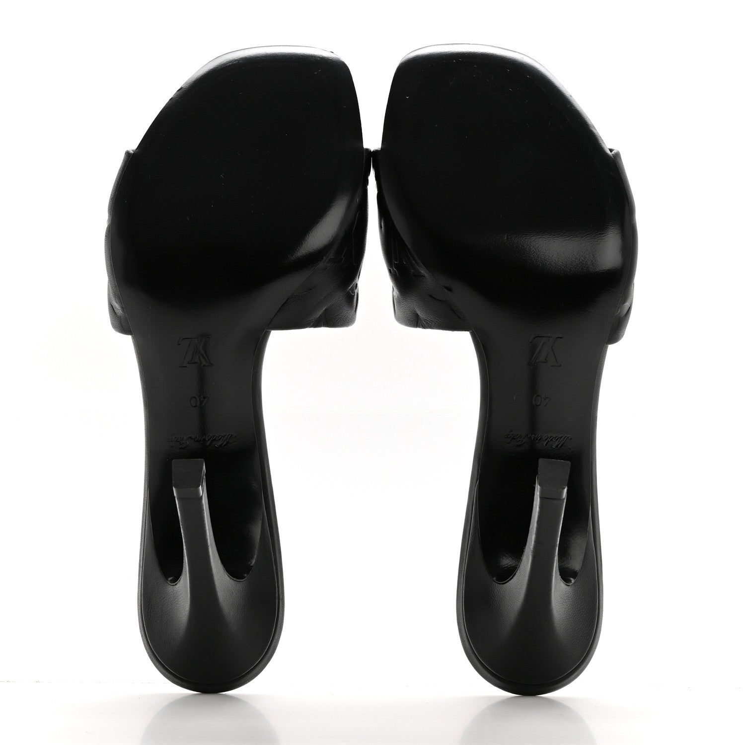 Louis Vuitton Lambskin Embossed Monogram Revival High Heel Mules 40 Black 5 of 10