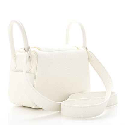 Hermes Taurillon Clemence Mini Lindy 20 New White 3 of 11