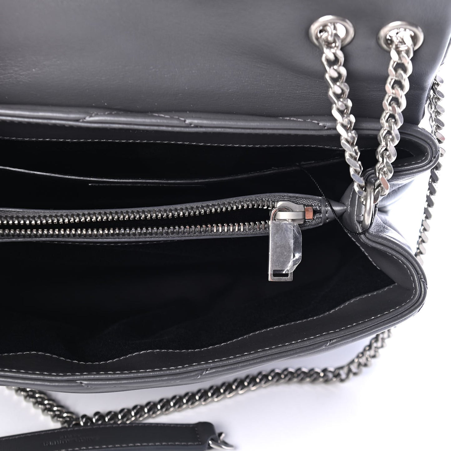 Calfskin Y Quilted Monogram Small Loulou Chain Satchel Asphalt