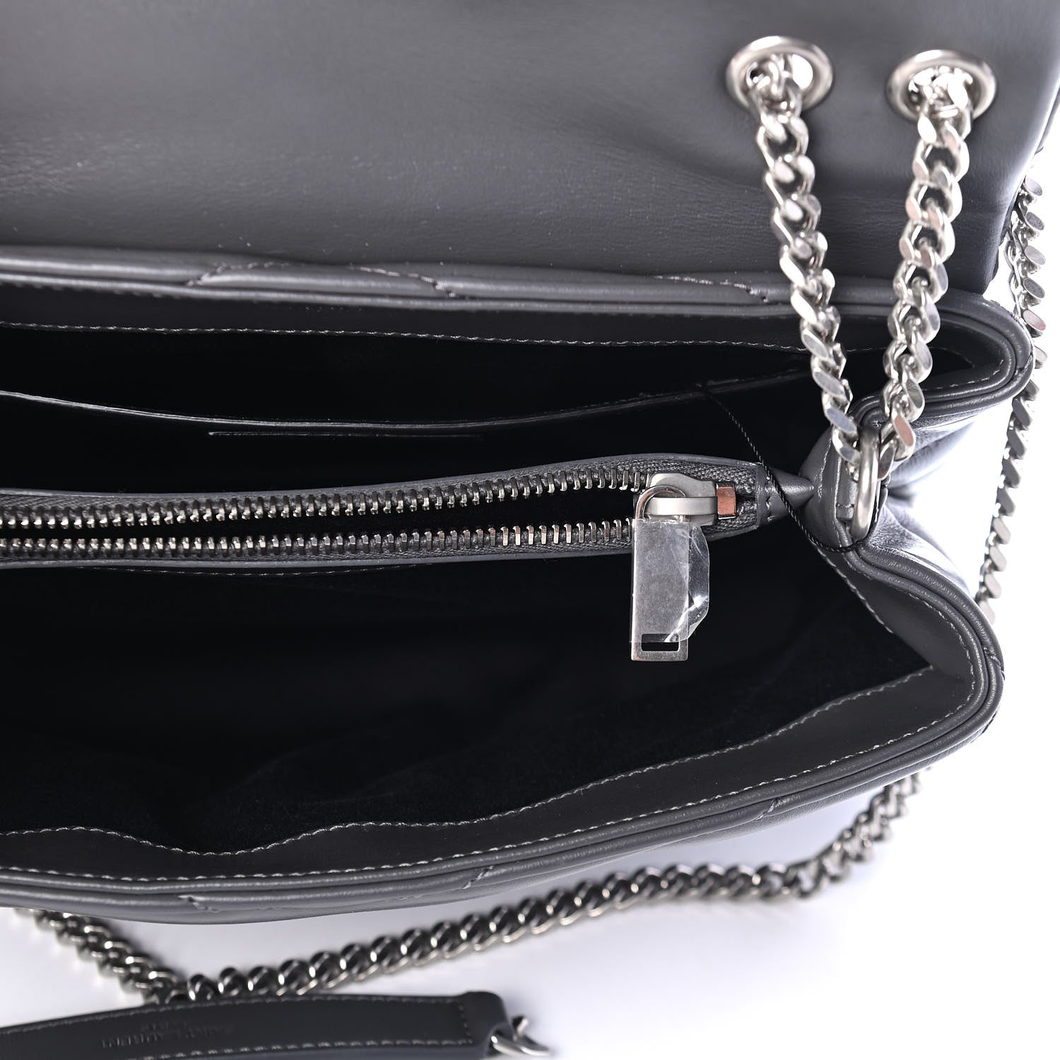 Saint Laurent Calfskin Y Quilted Monogram Small Loulou Chain Satchel Asphalt 4 of 4