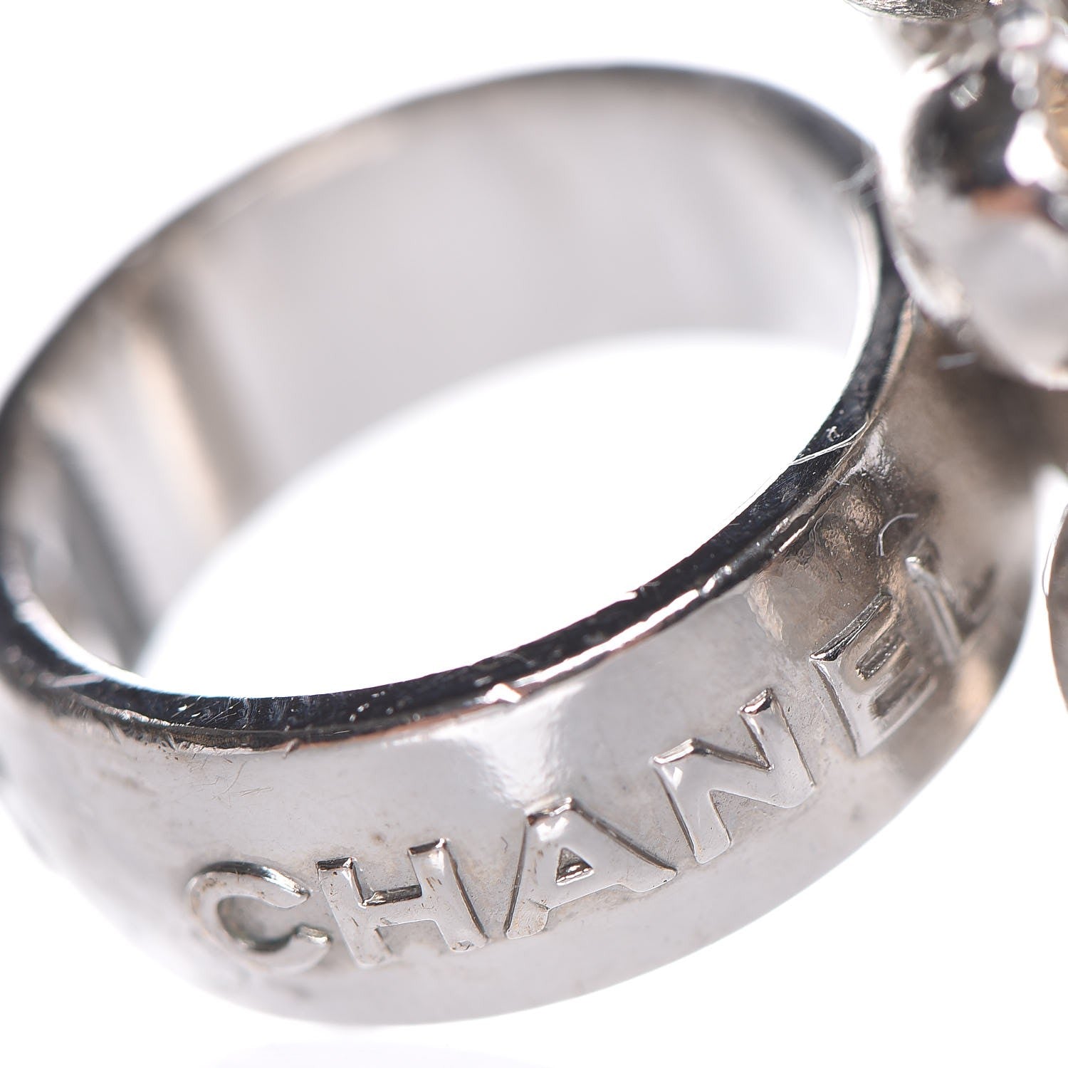 FASHIONPHILE CHANELCrystalCCRingSilver6.5 5 of 6