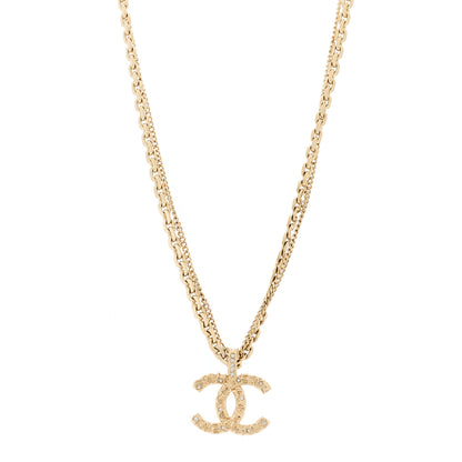 Chanel Crystal CC Pendant Necklace Gold 1 of 5