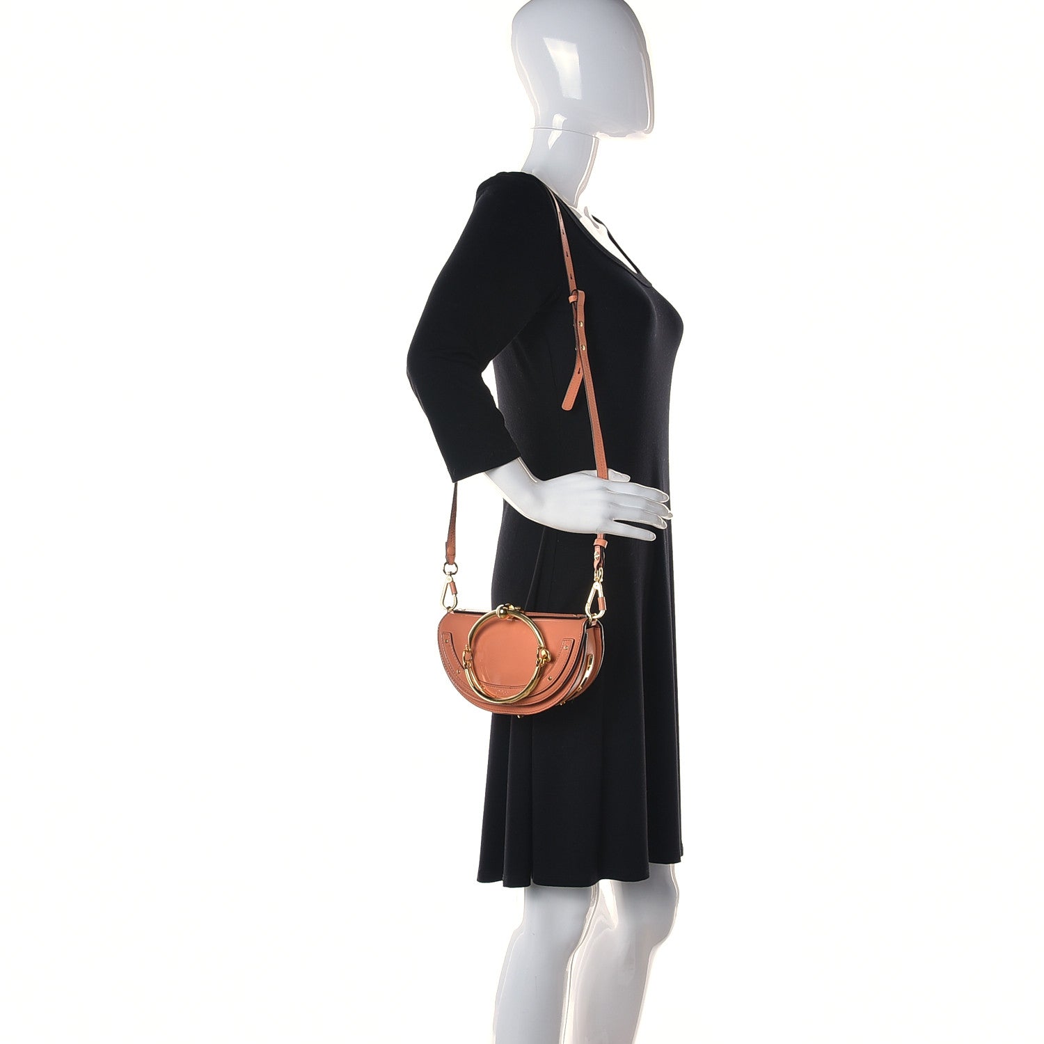 Chloe Spazzolato Sfumato Lambskin Calfskin Small Nile Bracelet Minaudiere Bag Ideal Blush 2 of 14