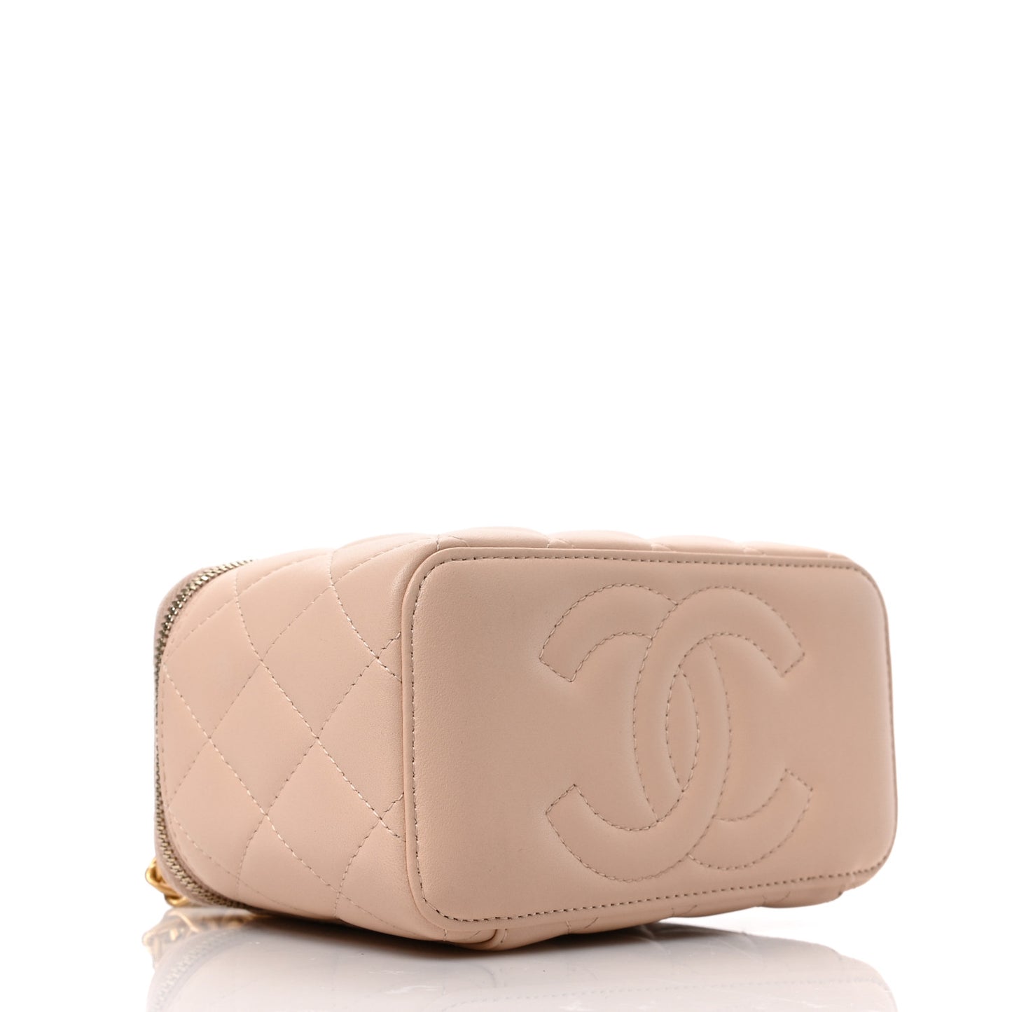 Lambskin Quilted Sweet Camellia Small Vanity Case With Chain Pink