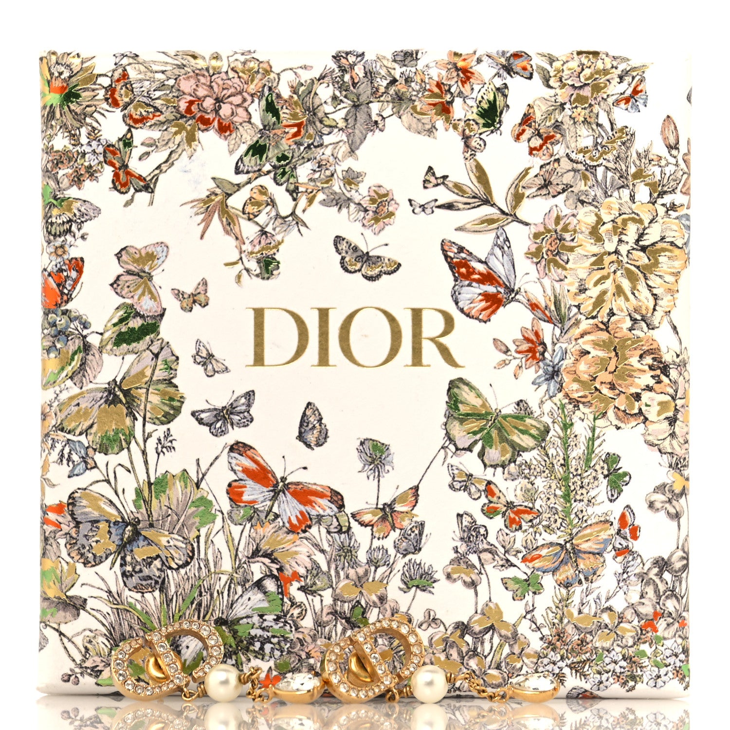 Christian Dior Pearl Crystal CD Drop Earrings Gold 8 of 10