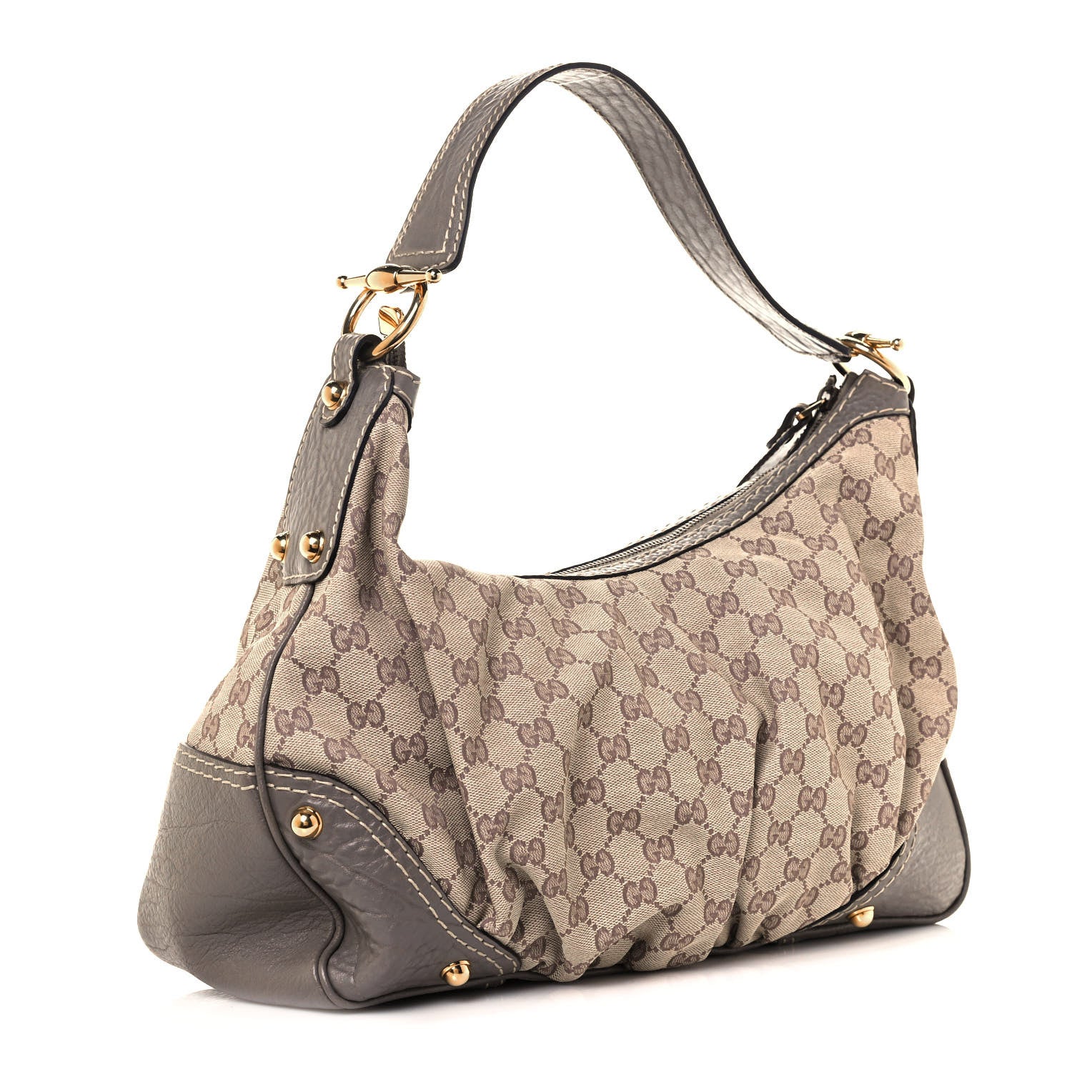 Gucci Monogram Medium Jockey Hobo Grey 3 of 9