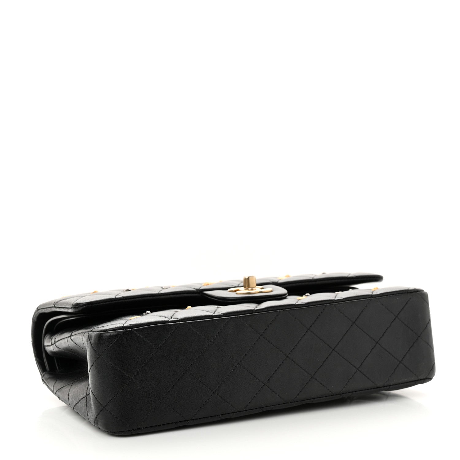 Chanel Lambskin Quilted Studded Medium Double Flap Black 4 of 11