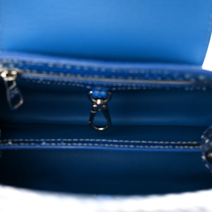 Louis Vuitton Metallic Snakeskin Bicolor Capucines BB Blue Silver 6 of 9
