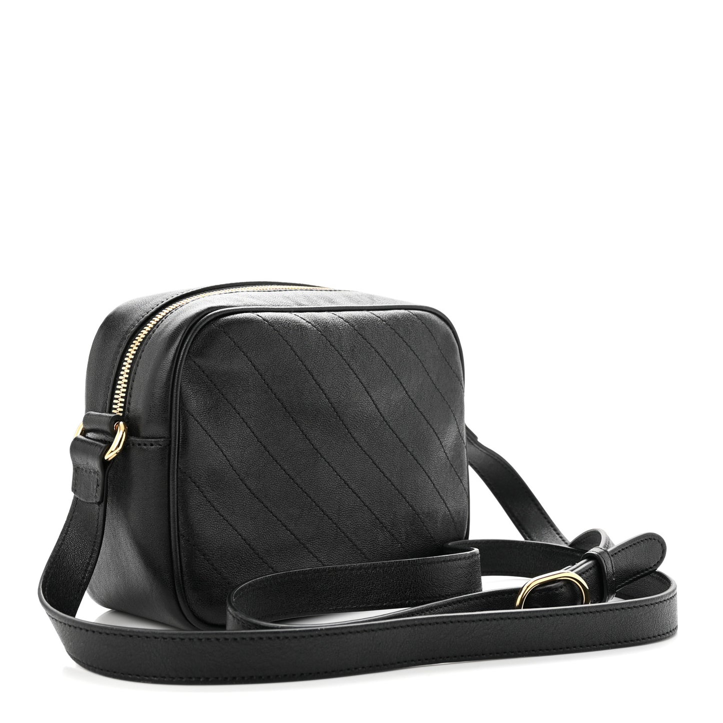 Sakai Be Green Calfskin Diagonal Stitched Small Blondie Shoulder Bag Black