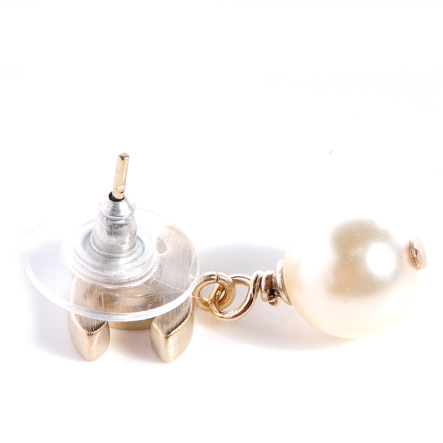 Chanel Pearl Enamel CC Drop Earrings Black 3 of 4