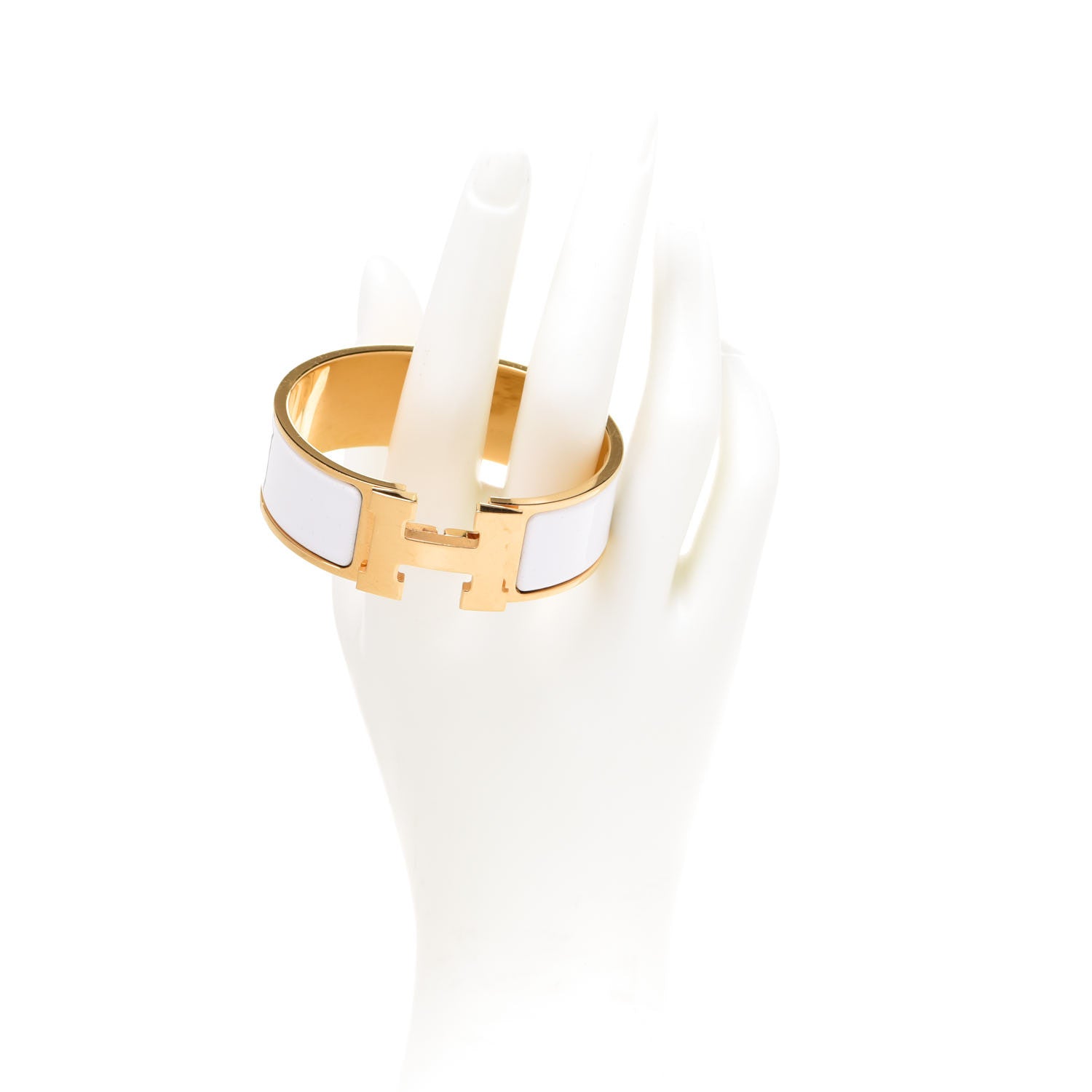 Hermes Enamel Wide Clic Clac H Bracelet PM White 2 of 7