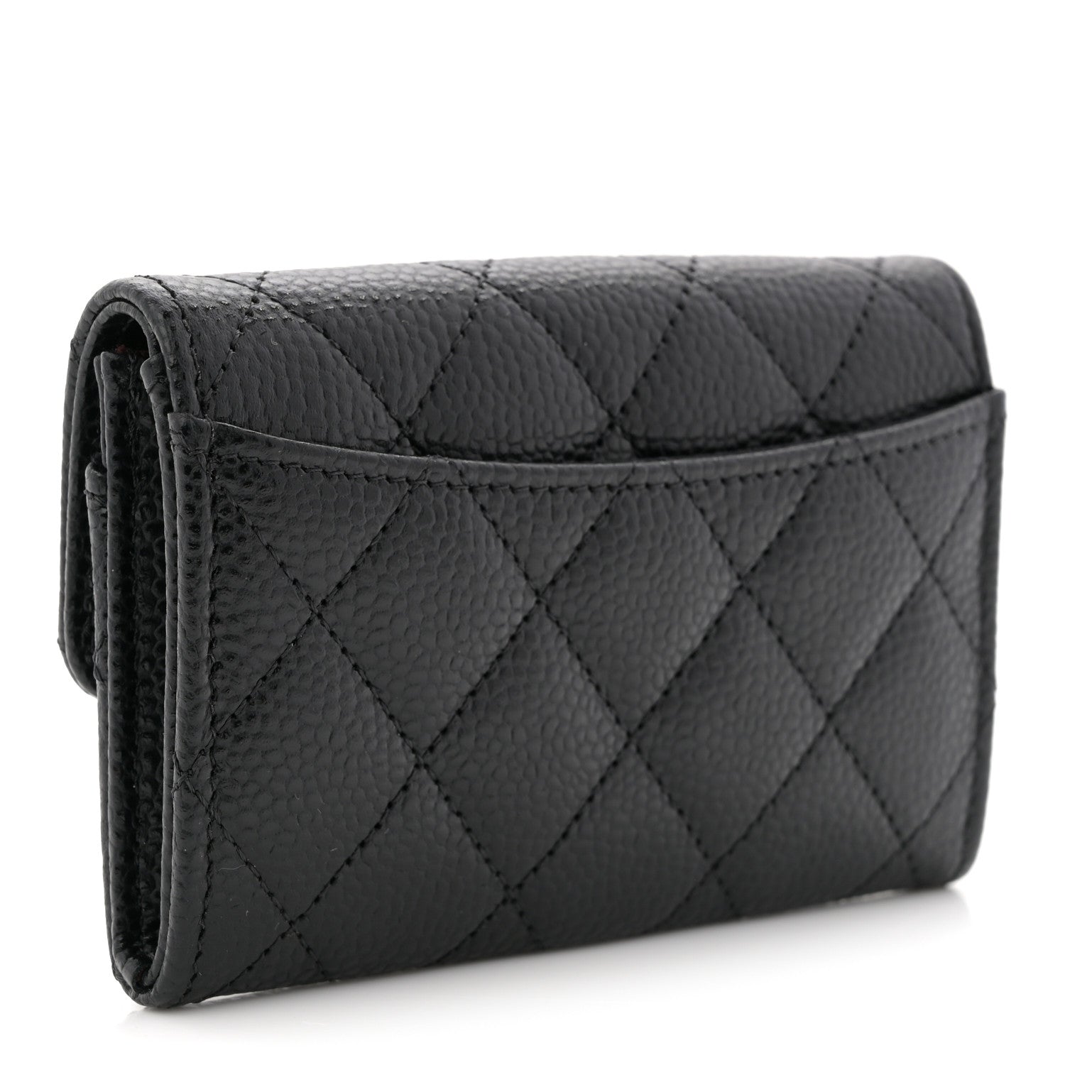Chanel Caviar Quilted Flap Card Holder Wallet Black 3 of 9