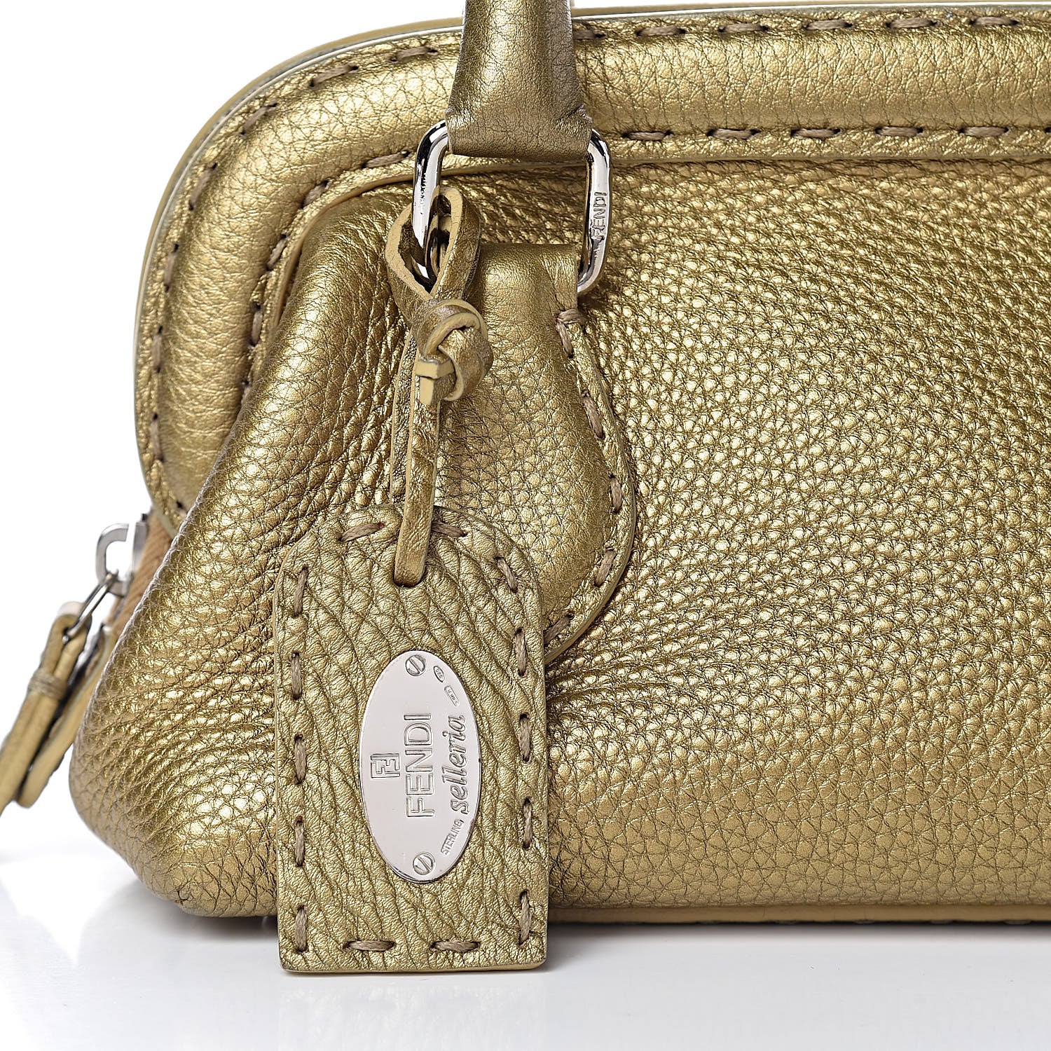 Fendi Calfskin Romano Selleria Mini Adele 1328 Bag Gold 9 of 9