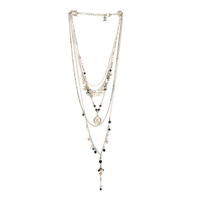 Chanel Resin Bead Pearl CC Multi Strand Necklace Black Gold 3 of 5