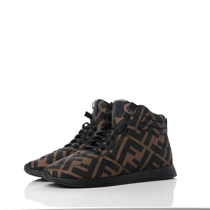 Fendi Nylon FF Reloaded High Top Sneakers 36 Tobacco Black 3 of 9