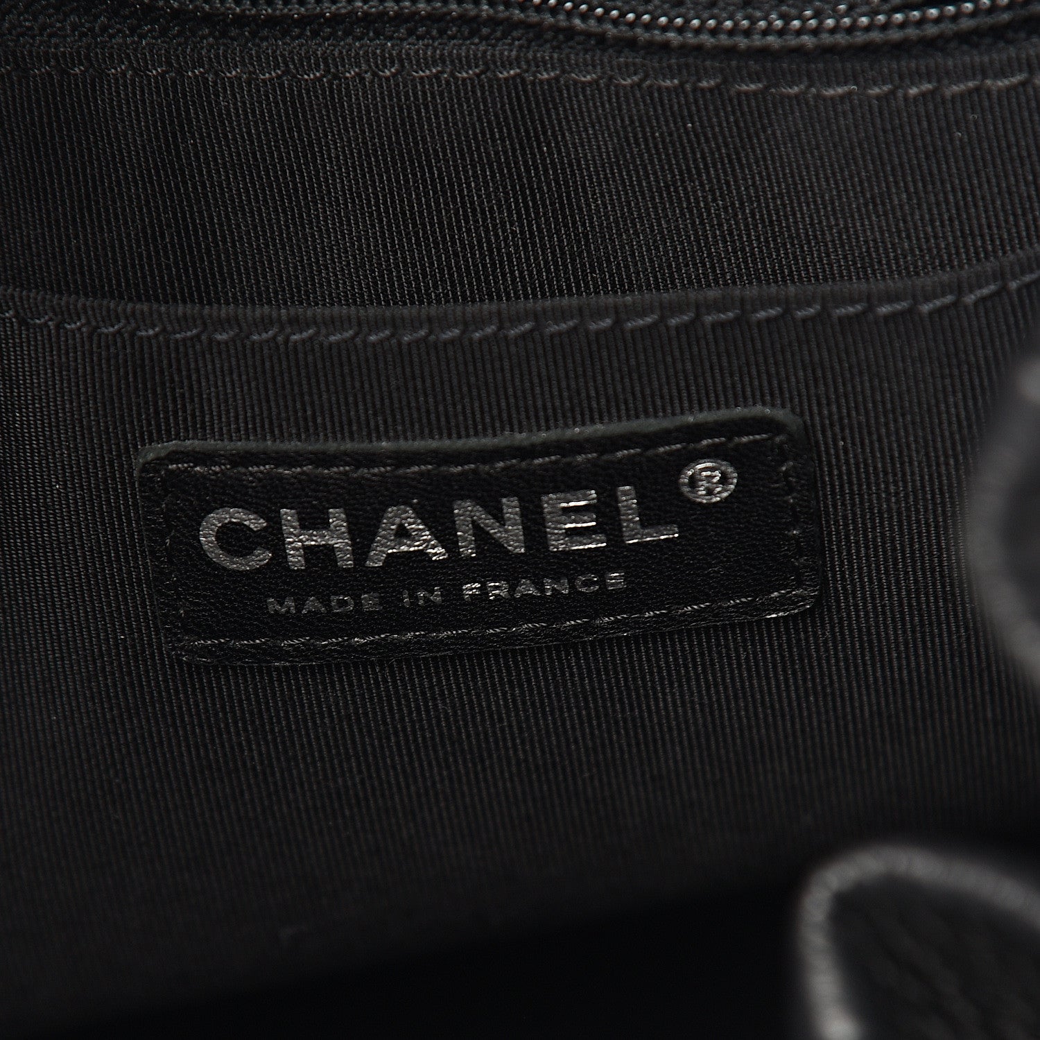 Chanel Deerskin Chevron Large CC Chain Bucket Drawstring Bag Black 5 of 9