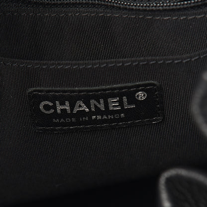 Chanel Deerskin Chevron Large CC Chain Bucket Drawstring Bag Black 5 of 9