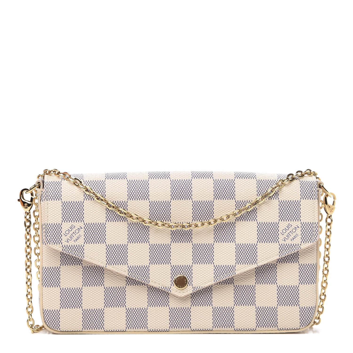 Louis Vuitton Damier Azur Pochette Felicie Chain Wallet Rose Ballerine 1 of 13