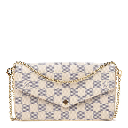 Louis Vuitton Damier Azur Pochette Felicie Chain Wallet Rose Ballerine 1 of 13