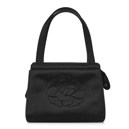 Chanel Satin Camellia Top Handle Bag Black 1 of 13