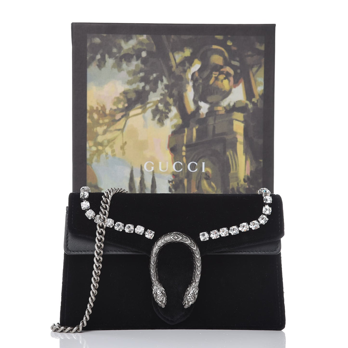 Velvet Crystal Super Mini Dionysus Shoulder Bag Black