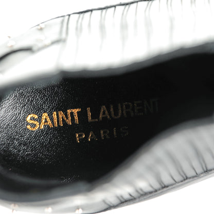 Saint Laurent Matte Calfskin Studded Western Ankle Boots 38 Black 7 of 8