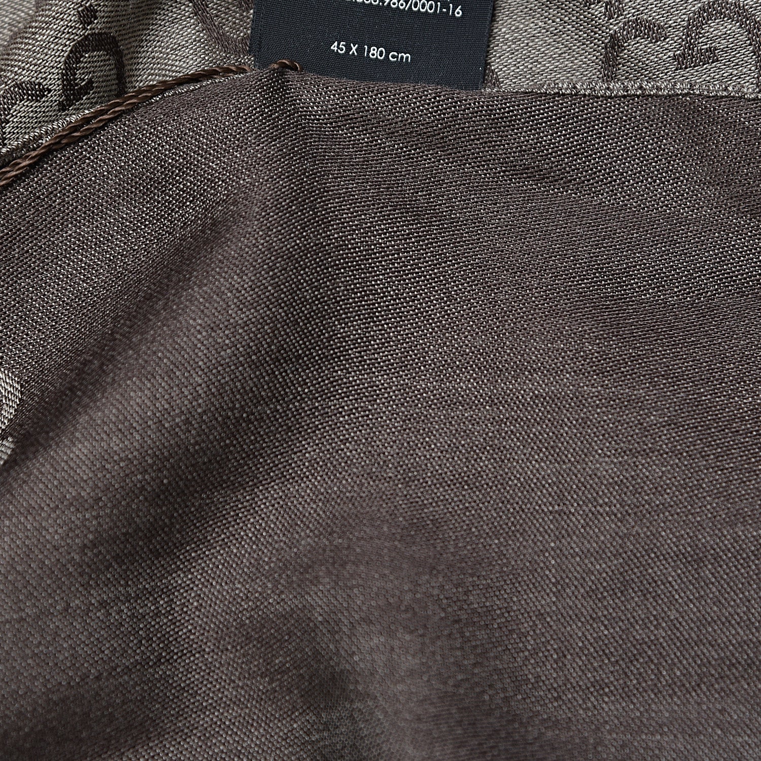 Gucci Wool Silk GG Monogram GGNat Scarf Rope Dark Brown 7 of 8
