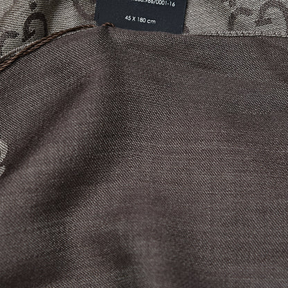 Gucci Wool Silk GG Monogram GGNat Scarf Rope Dark Brown 7 of 8