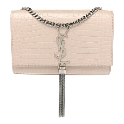 Saint Laurent Calfskin Crocodile Embossed Small Classic Monogram Kate Tassel Satchel Crema Soft 1 of 22
