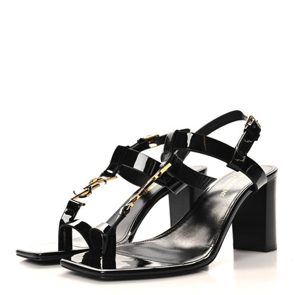 Saint Laurent Vitello Vernice Cassandra 75 Sandals 36.5 Black 4 of 9
