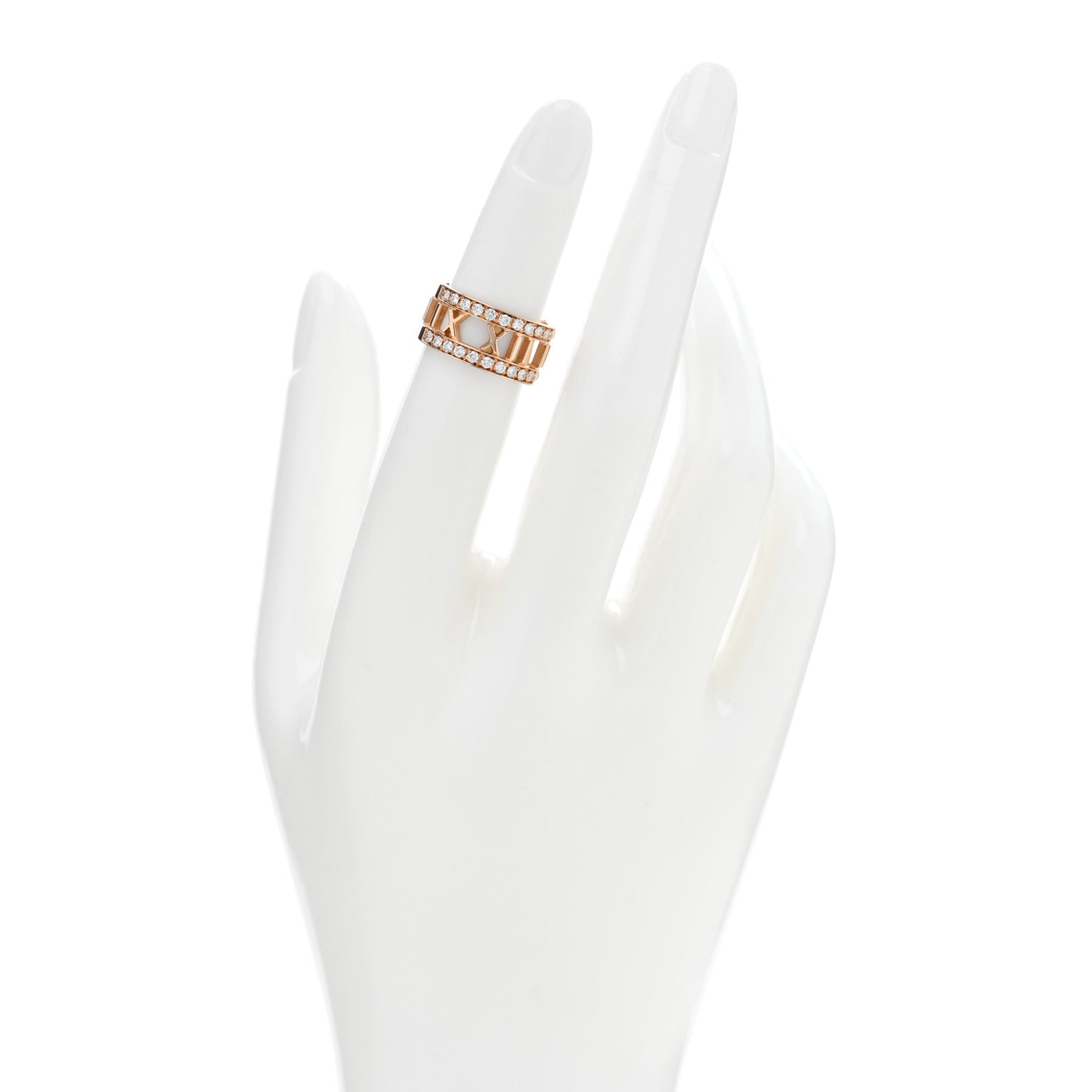 18K Rose Gold Diamond Wide Atlas Open Ring 48 4.5