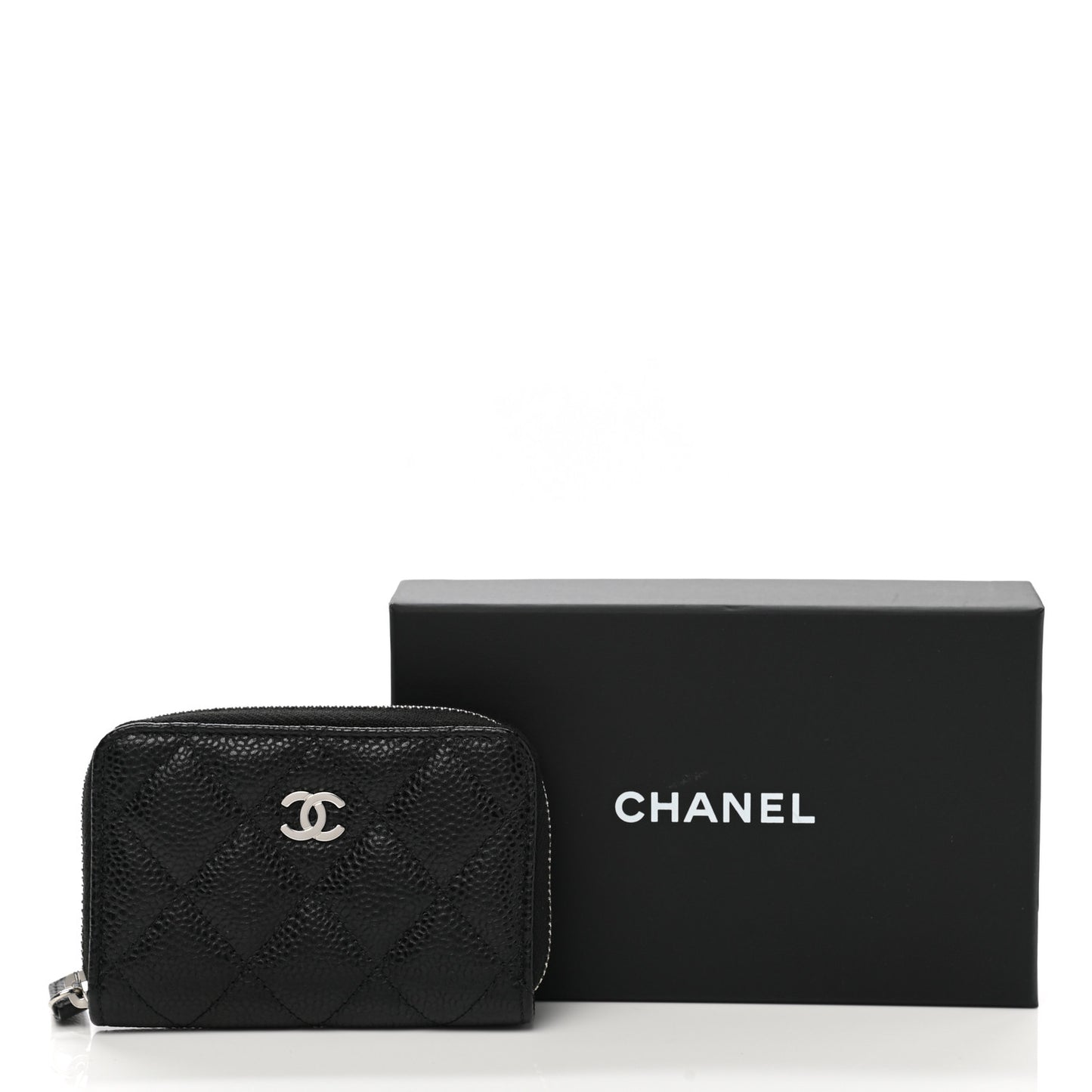 Caviar Quilted Zip Coin Purse Black