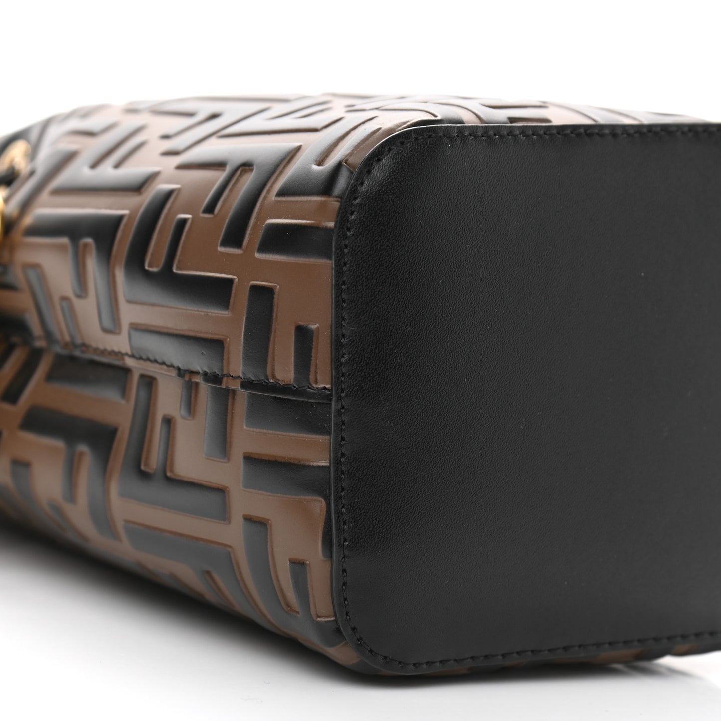 Vitello Liberty F is Fendi Bi-Color FF 1974 Embossed Mini Mon Tresor Bucket Bag Maya Black