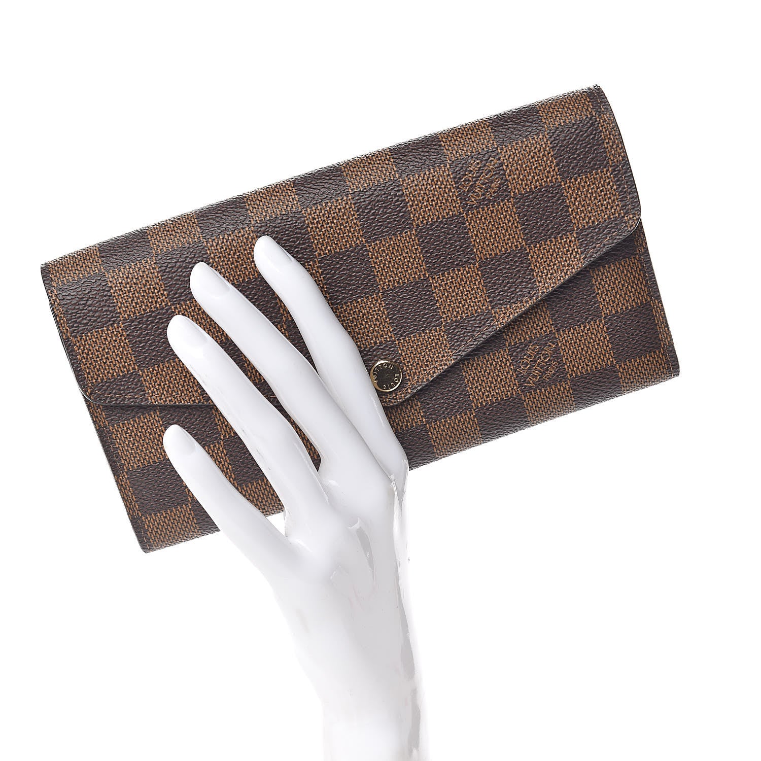 Louis Vuitton Damier Ebene Sarah Wallet NM Rose Ballerine 2 of 6