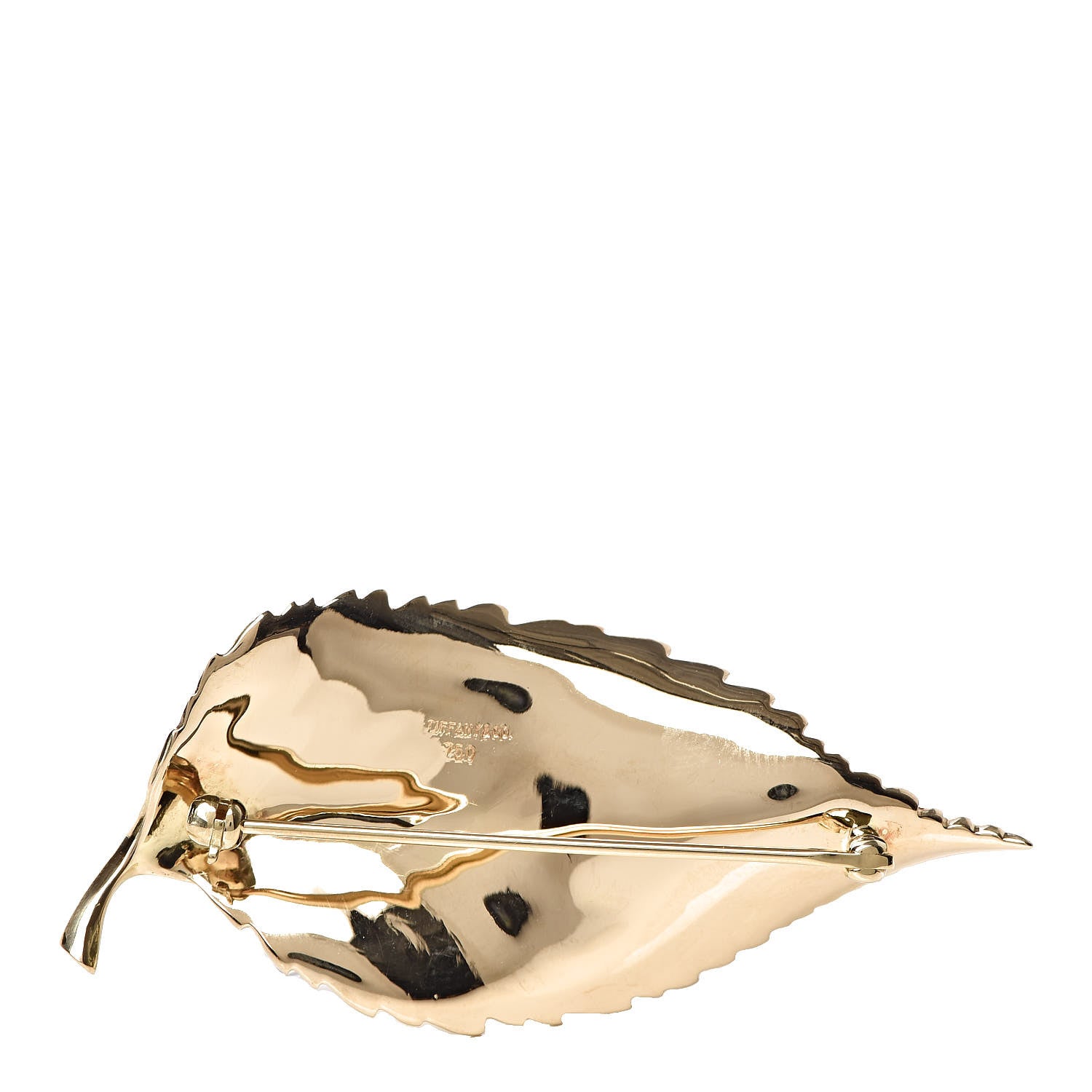 Tiffany 18K Yellow Gold Brushed Leaf Brooch Pin 4 of 4