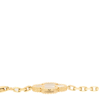 Van Cleef & Arpels 18K Yellow Gold Mother of Pearl 5 Motifs Vintage Alhambra Bracelet 4 of 4