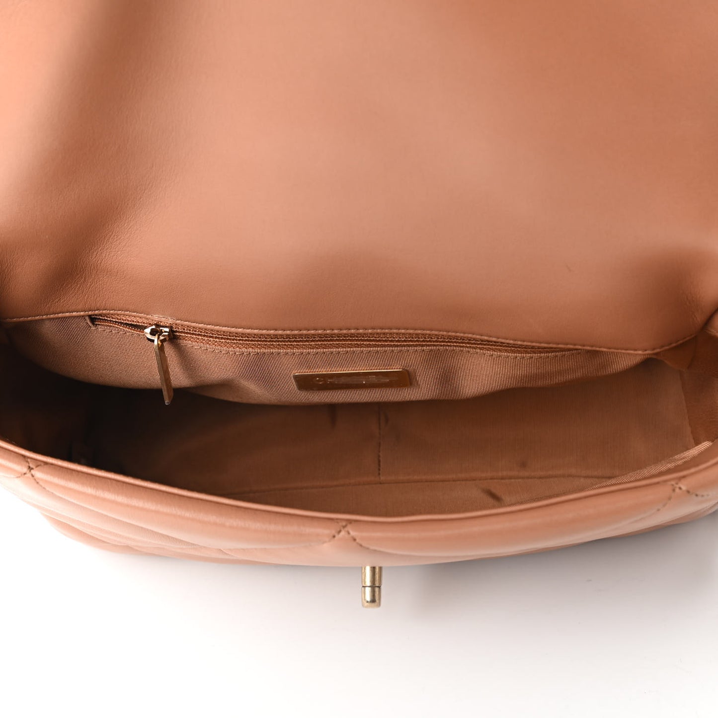 Lambskin Quilted Large Chanel 19 Flap Brown