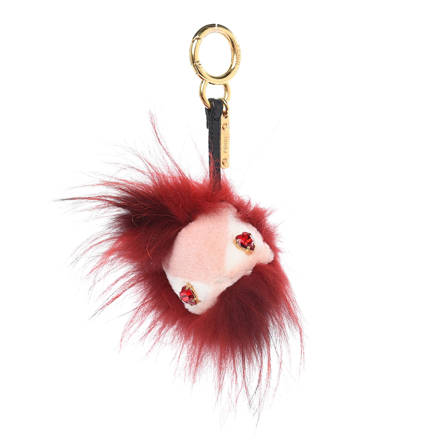 Rabbit Mink Fox Fur Hearty Monster Bag Bug Charm Red Pink