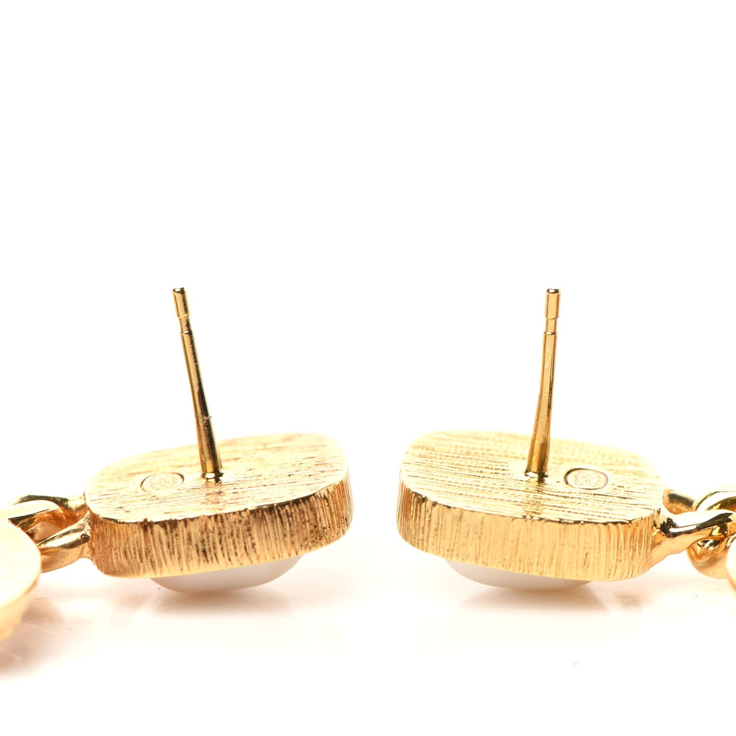 Chanel Pearl Stones CC Drop Earrings Gold 3 of 5