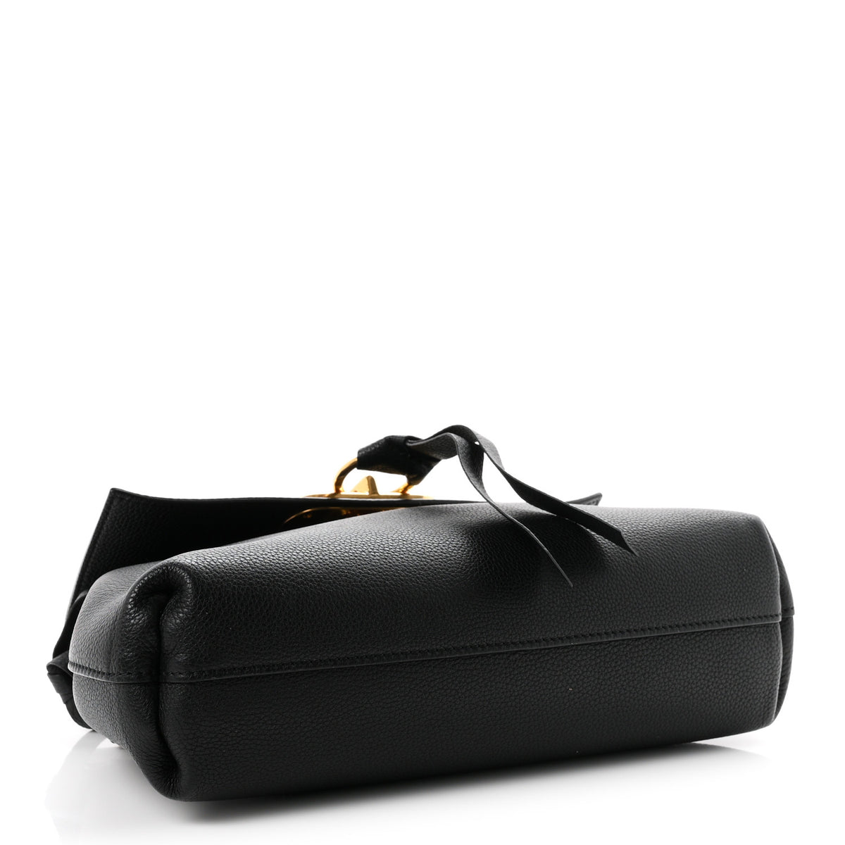 Pebbled Calfskin Small VRing Chain Shoulder Bag Black