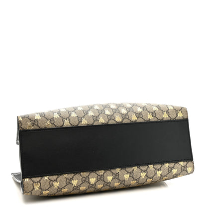 Gucci GG Supreme Monogram Bees Medium Padlock Tote Beige Oro Black 4 of 11