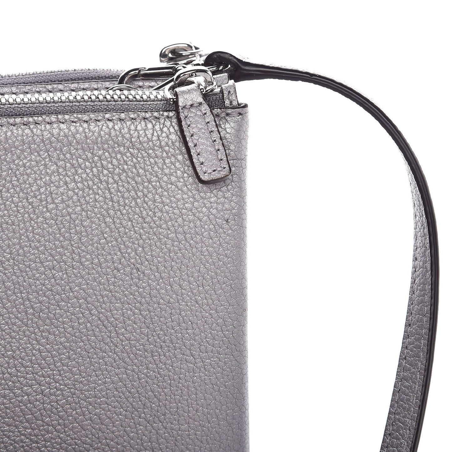 Grained Calfskin Milla Double Crossbody Bag Spike Silver
