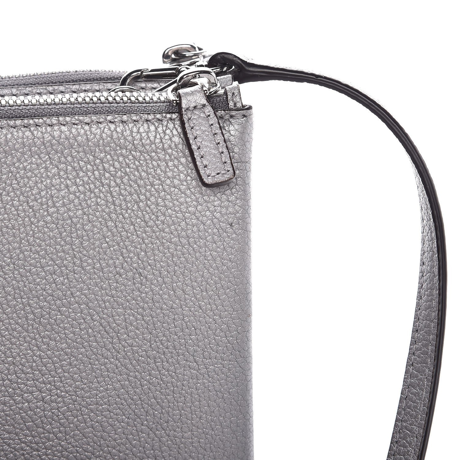 MCM Grained Calfskin Milla Double Crossbody Bag Spike Silver 12 of 15