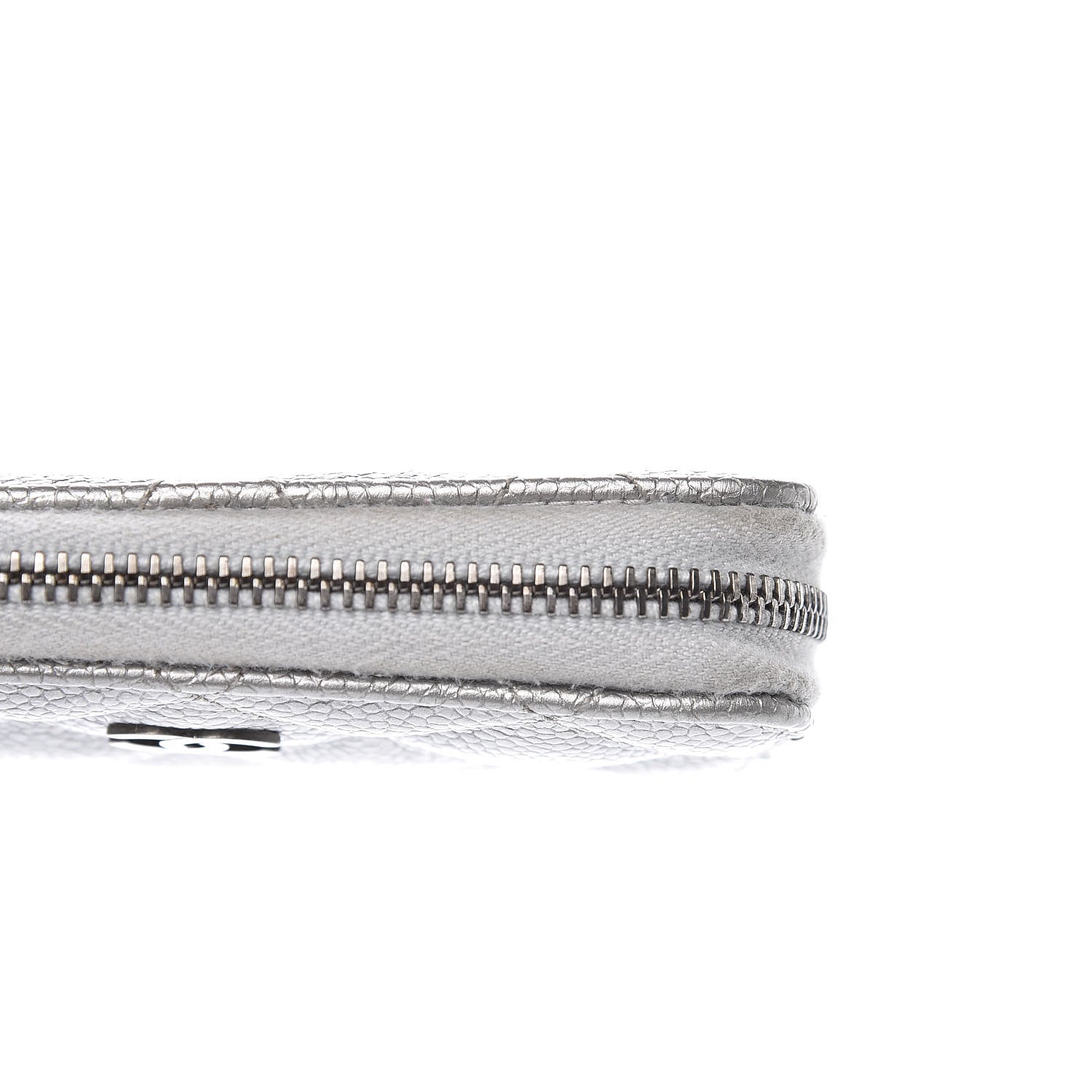 Chanel Metallic Caviar Quilted Zip Coin Purse Grey 9 of 11
