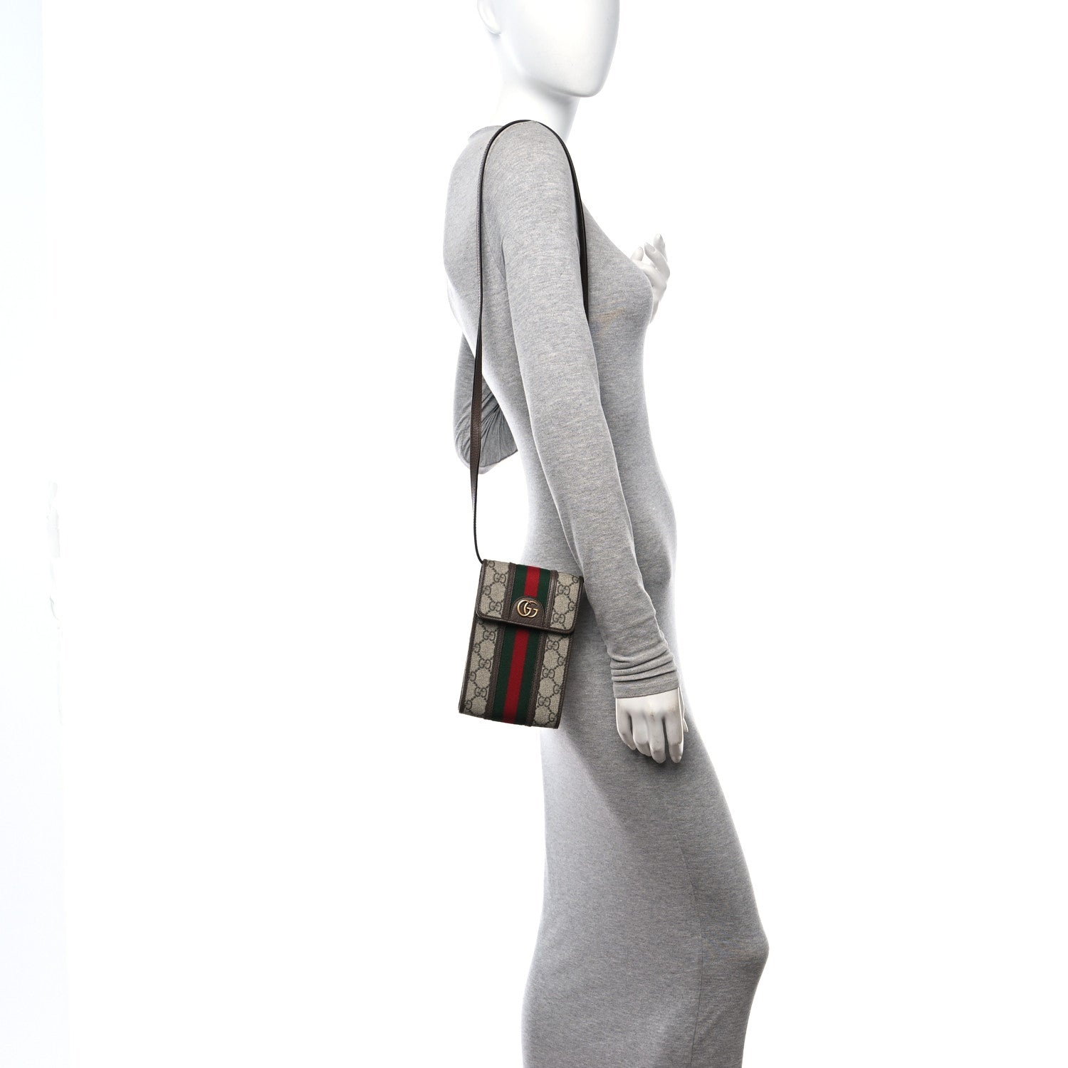 Gucci GG Supreme Monogram Web Mini Ophidia Crossbody Bag Beige New Acero 2 of 14