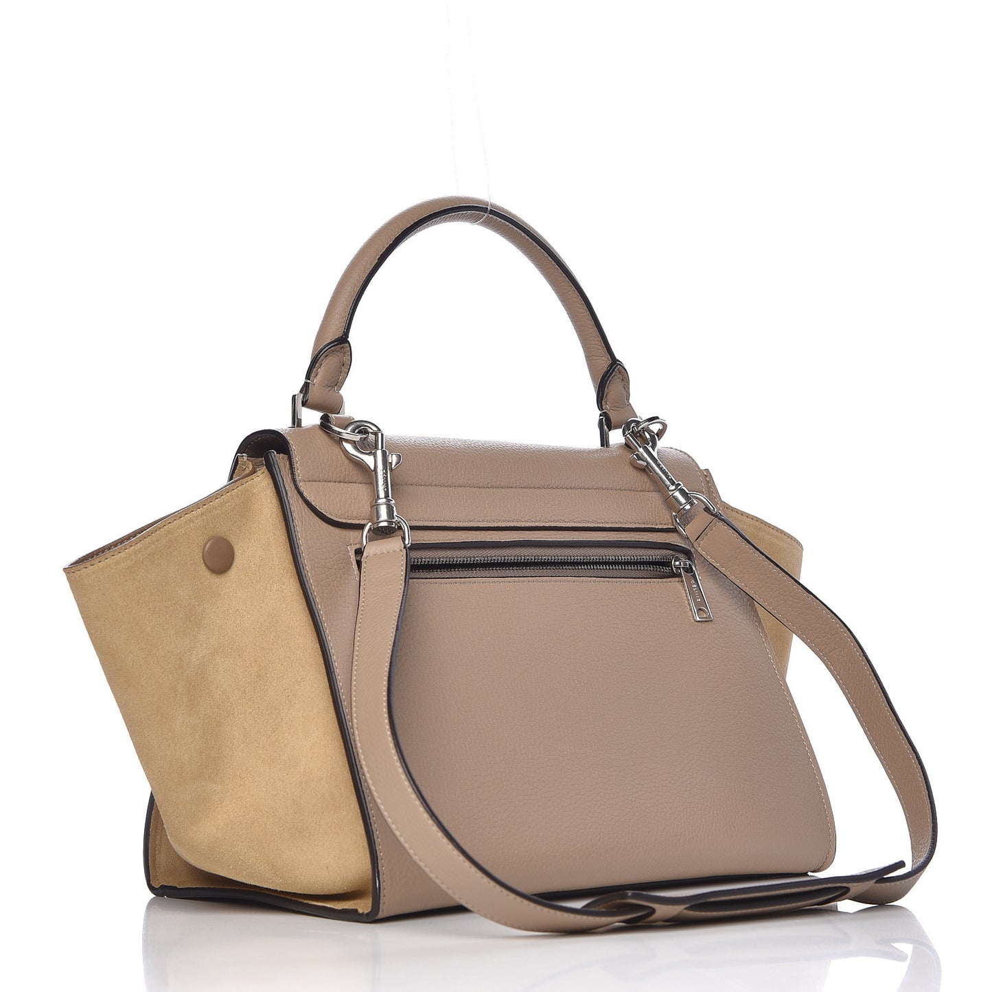Drummed Calfskin Suede Medium Trapeze Dune