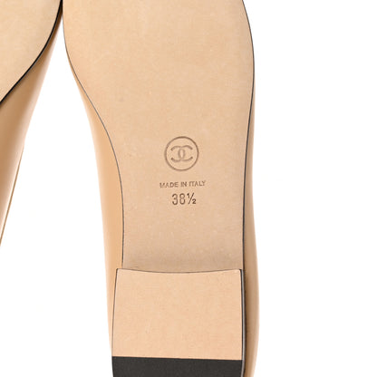Chanel Lambskin Cap Toe CC Ballerina Flats 38.5 Beige Black 6 of 11